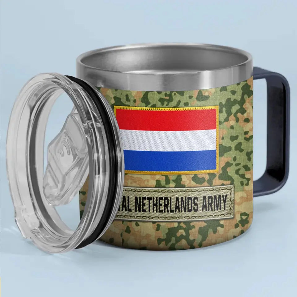 Personalized Netherlands Army Veteran Rank Camo Coffee Cup Printed AHVA241826