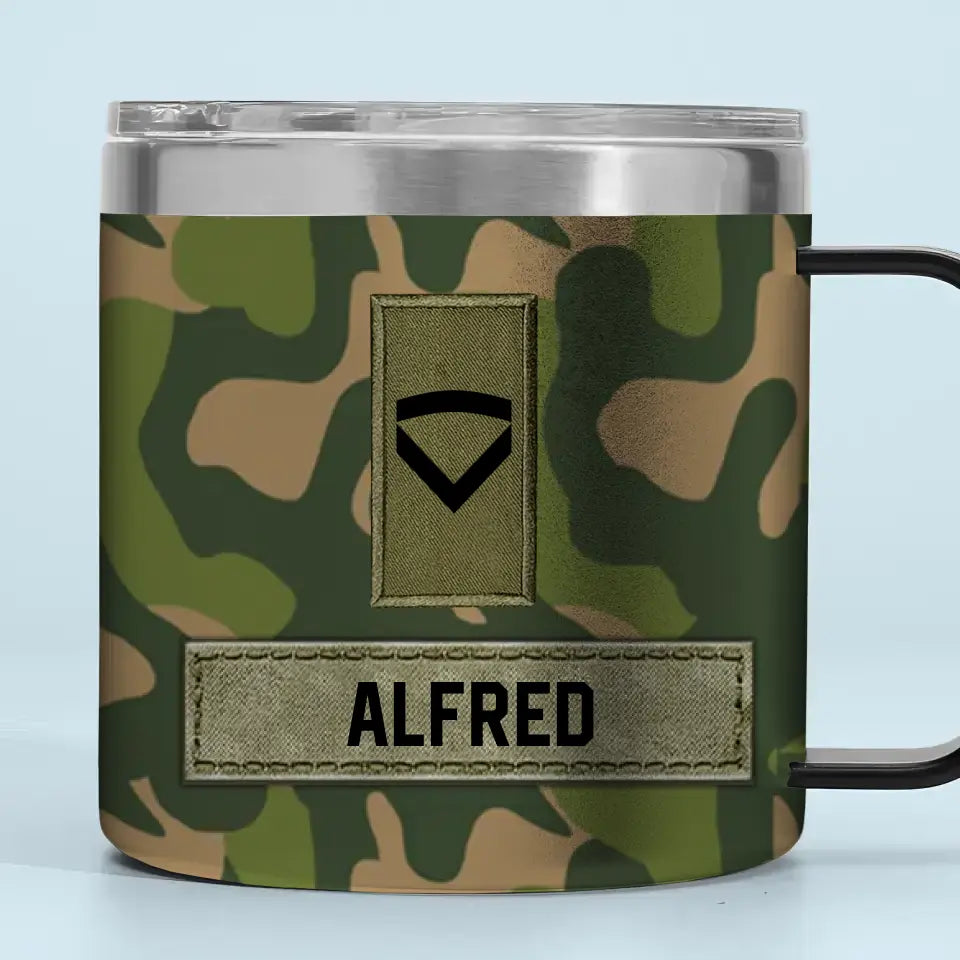 Personalized Norwegian Army Veteran Rank Camo Coffee Cup Printed AHVA241826