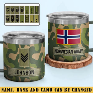 Personalized Norwegian Army Veteran Rank Camo Coffee Cup Printed AHVA241826