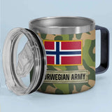 Personalized Norwegian Army Veteran Rank Camo Coffee Cup Printed AHVA241826