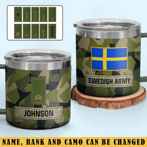Personalized Swedish Army Veteran Rank Camo Coffee Cup Printed AHVA241826