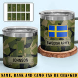 Personalized Swedish Army Veteran Rank Camo Coffee Cup Printed AHVA241826
