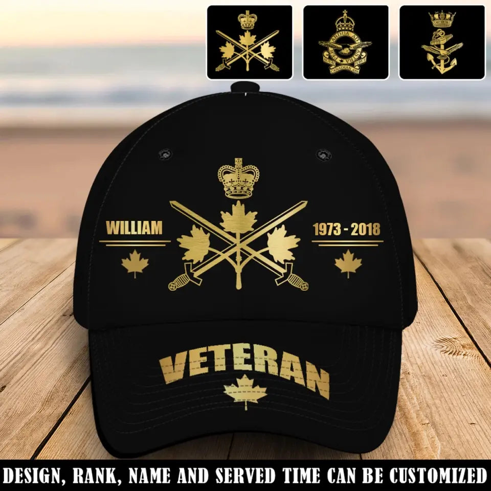 Personalized Canadian Army Veteran Logo Custom Name & Time Cap 3D Printed QTVQ241840