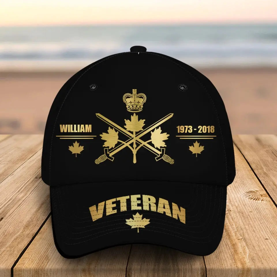 Personalized Canadian Army Veteran Logo Custom Name & Time Cap 3D Printed QTVQ241840