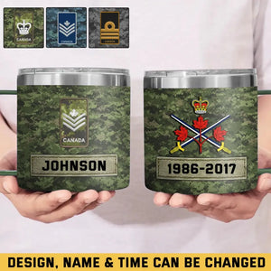 Personalized Canadian Veteran Rank Camo & Logo Coffee Cup Printed AHHN241846