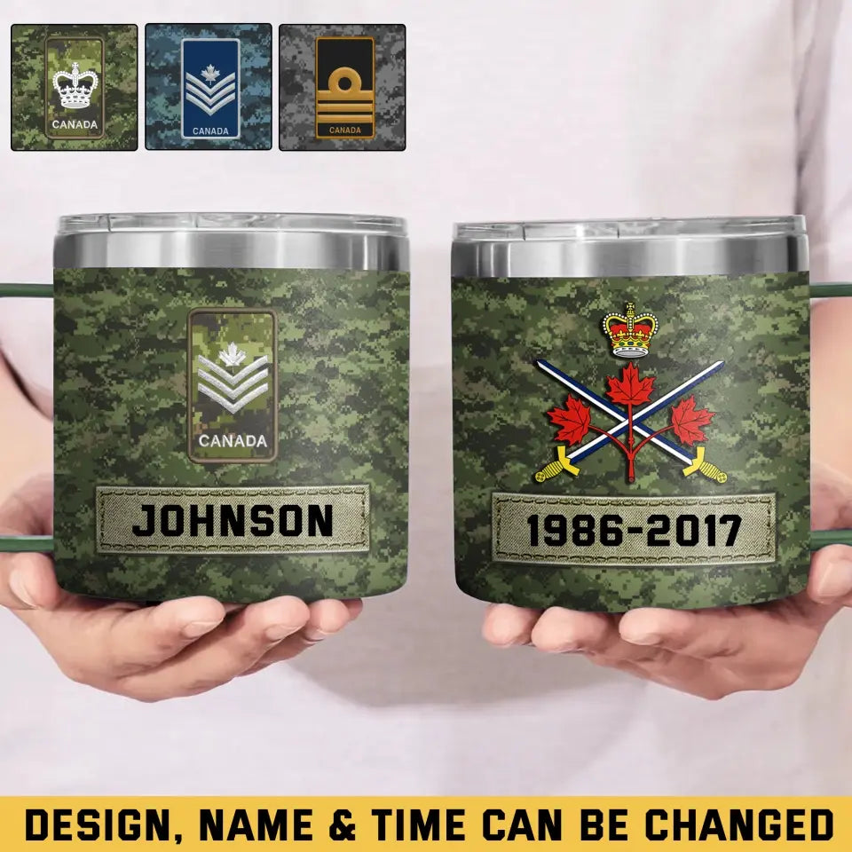 Personalized Canadian Veteran Rank Camo & Logo Coffee Cup Printed AHHN241846