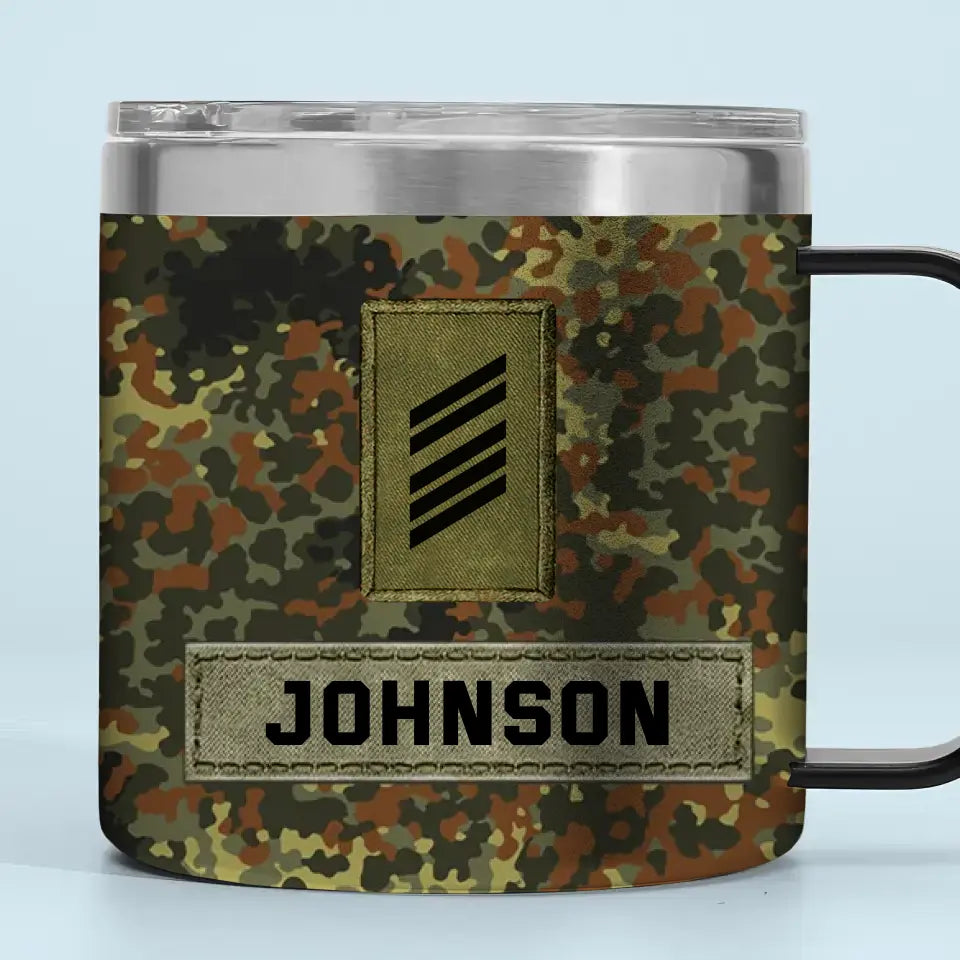 Personalized German Veteran Rank Camo & Logo Coffee Cup Printed AHHN241846