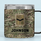 Personalized UK Veteran Rank Camo & Logo Coffee Cup Printed AHHN241846