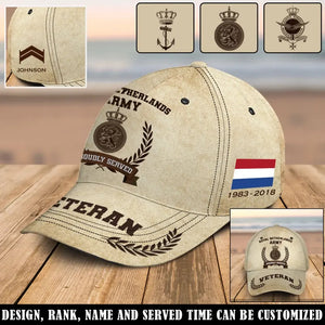 Personalized Netherlands Veteran Proudly Served Custom Name, Rank & Service Time Cap 3D Printed AHVQ241850