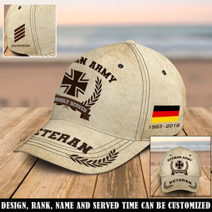 Personalized German Veteran Proudly Served Custom Name, Rank & Service Time Cap 3D Printed AHVQ241850