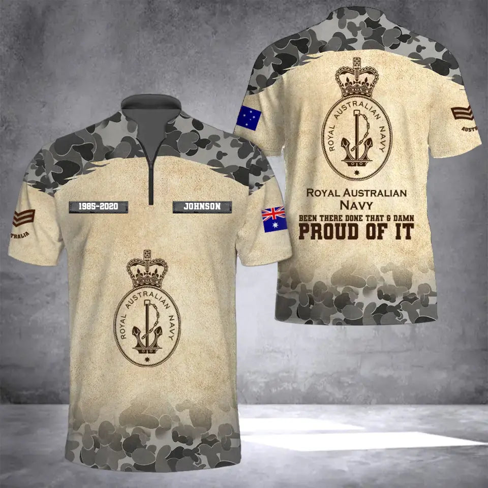 Personalized Australian Army Been There Done That & Damn Proud Of It Half Turtleneck Short Sleeve Polo Printed AHVQ241842