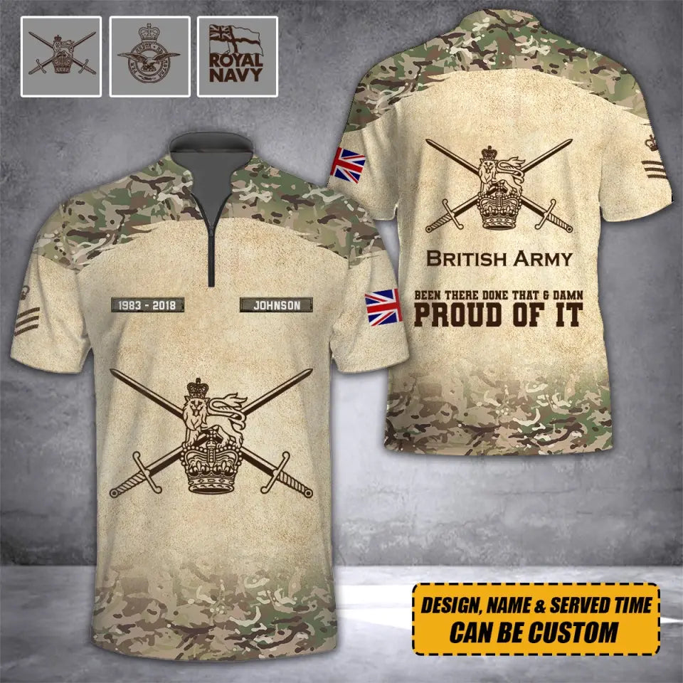 Personalized British Army Been There Done That & Damn Proud Of It Half Turtleneck Short Sleeve Polo Printed AHVQ241842