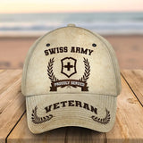 Personalized Swiss Veteran Proudly Served Custom Name, Rank & Service Time Cap 3D Printed AHVQ241850