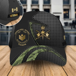 Personalized Canadian Veteran Logo Rank Gold Custom Name & Time Cap 3D Printed AHHN241852