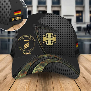 Personalized German Veteran Logo Rank Gold Custom Name & Time Cap 3D Printed AHHN241852