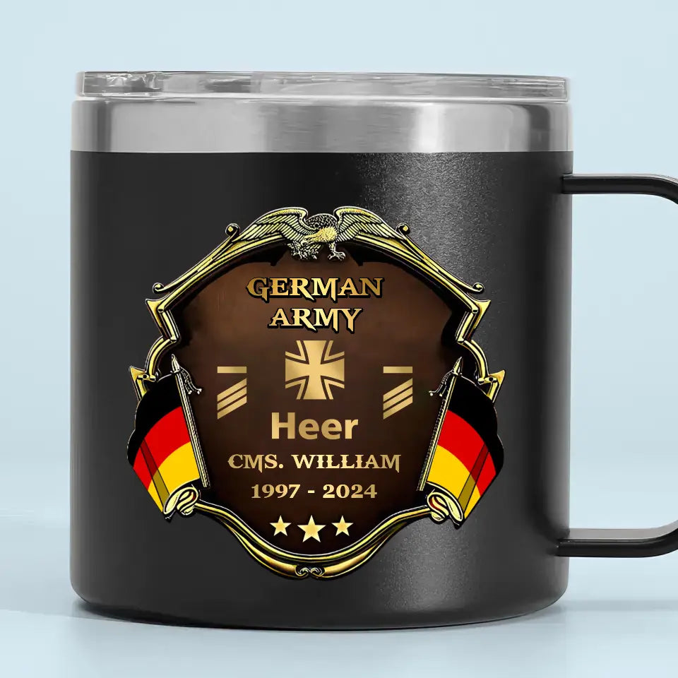Personalized German Veteran Rank Gold & Service Time Coffee Cup 2D Printed AHHN241864