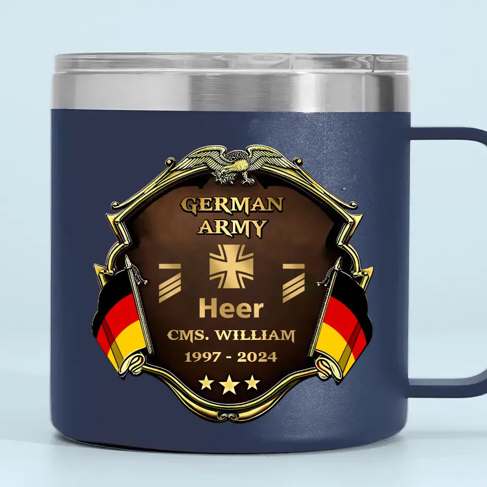 Personalized German Veteran Rank Gold & Service Time Coffee Cup 2D Printed AHHN241864