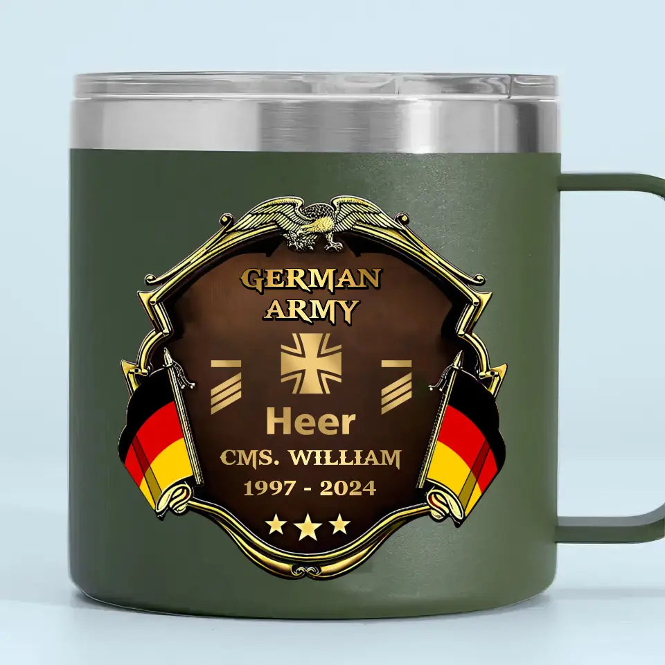 Personalized German Veteran Rank Gold & Service Time Coffee Cup 2D Printed AHHN241864