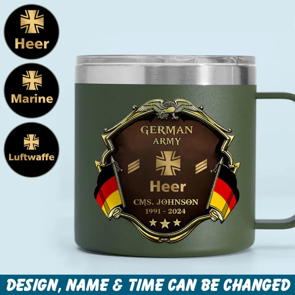 Personalized German Veteran Rank Gold & Service Time Coffee Cup 2D Printed AHHN241864