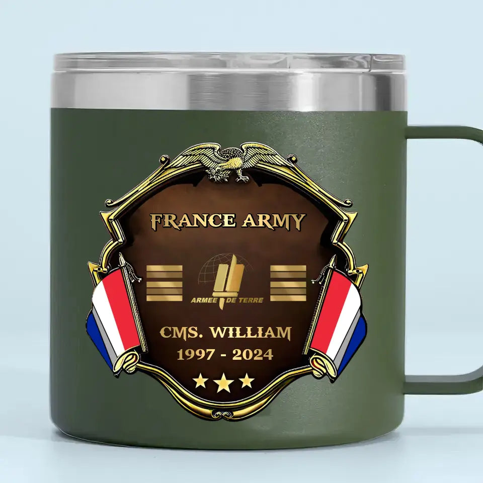 Personalized French Veteran Rank Gold & Service Time Coffee Cup 2D Printed AHHN241864