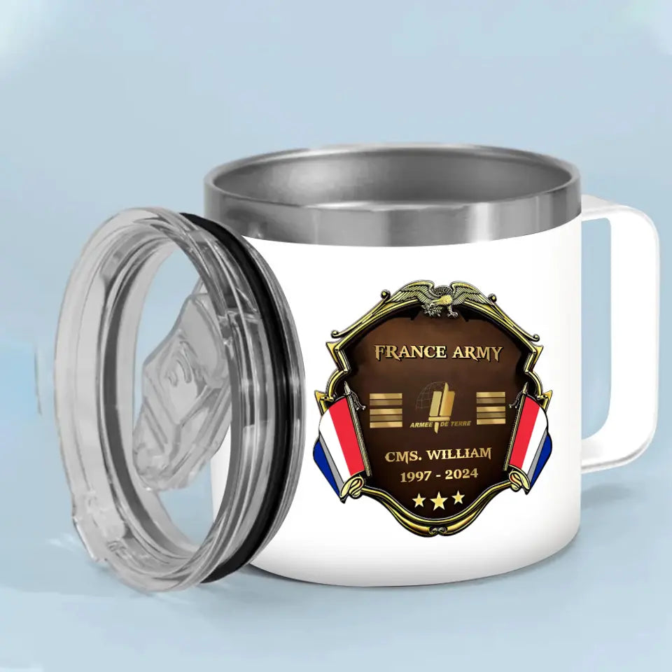 Personalized French Veteran Rank Gold & Service Time Coffee Cup 2D Printed AHHN241864