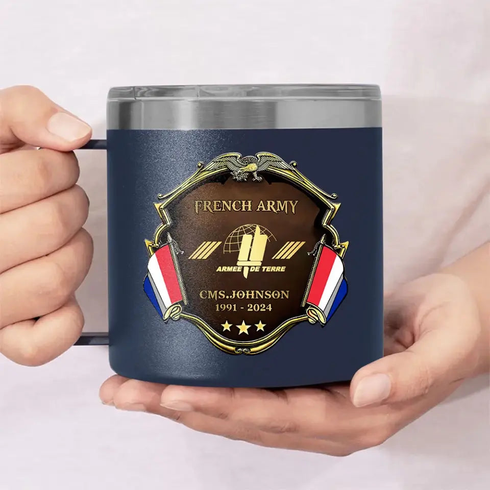 Personalized French Veteran Rank Gold & Service Time Coffee Cup 2D Printed AHHN241864