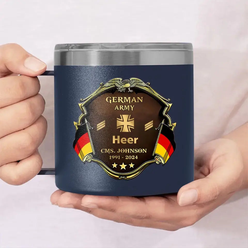 Personalized German Veteran Rank Gold & Service Time Coffee Cup 2D Printed AHHN241864