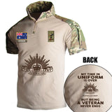 Personalized My Time In Uniform Is Over Australian Army But Being A Veteran Never Ends Australian Veteran Rank Camo Hiking Army Shirt Printed AHVQ241860