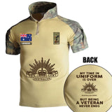 Personalized My Time In Uniform Is Over Australian Army But Being A Veteran Never Ends Australian Veteran Rank Camo Hiking Army Shirt Printed AHVQ241860