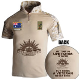 Personalized My Time In Uniform Is Over Australian Army But Being A Veteran Never Ends Australian Veteran Rank Camo Hiking Army Shirt Printed AHVQ241860