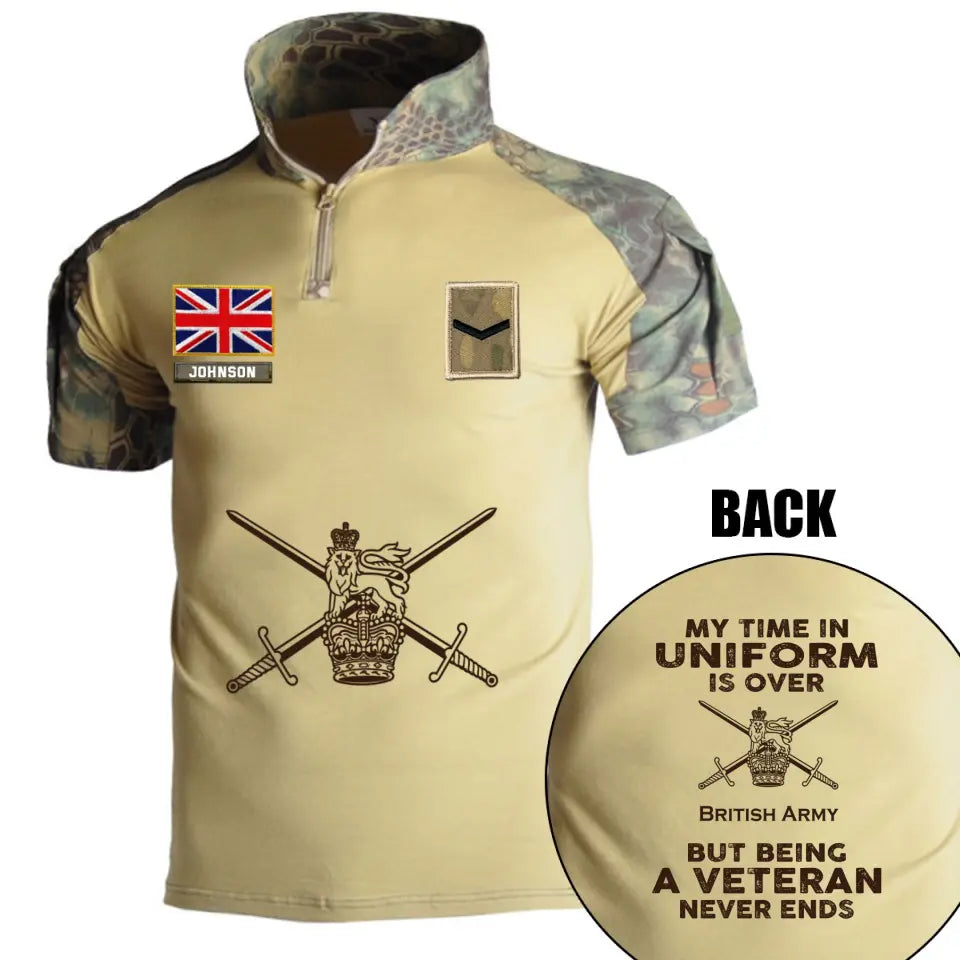 Personalized My Time In Uniform Is Over British Army But Being A Veteran Never Ends British Veteran Rank Camo Hiking Army Shirt Printed AHVQ241860