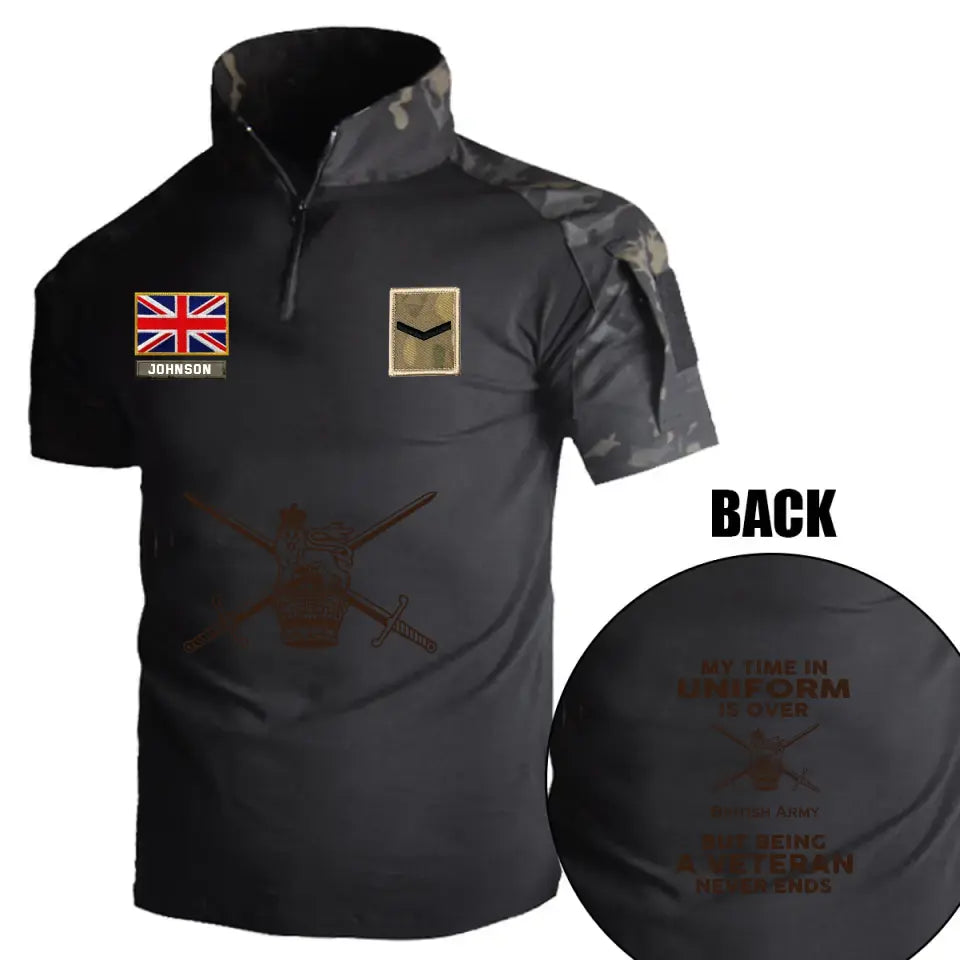 Personalized My Time In Uniform Is Over British Army But Being A Veteran Never Ends British Veteran Rank Camo Hiking Army Shirt Printed AHVQ241860