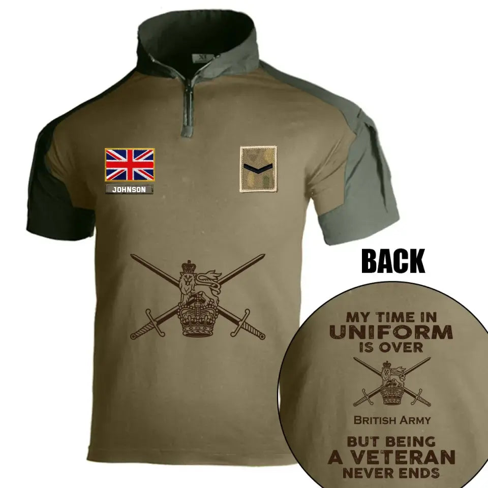 Personalized My Time In Uniform Is Over British Army But Being A Veteran Never Ends British Veteran Rank Camo Hiking Army Shirt Printed AHVQ241860