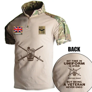 Personalized My Time In Uniform Is Over British Army But Being A Veteran Never Ends British Veteran Rank Camo Hiking Army Shirt Printed AHVQ241860