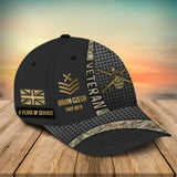 Personalized UK Veteran Camo Rank Gold Custom Name & Time Cap 3D Printed AHVA241866