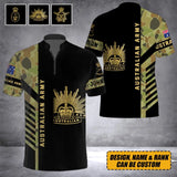 Personalized Australian Army Veteran Camo Rank Gold & Name Half Turtleneck Short Sleeve Polo 3D Printed AHVQ241867