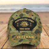 Personalized Australian Army Veteran Camo Rank Gold Custom Name & Time Cap 3D Printed AHVQ41886