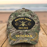 Personalized British Army Veteran Camo Rank Gold Custom Name & Time Cap 3D Printed AHVQ41886