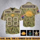 Personalized Australian Army Veteran Custom Name, Time & Rank Camo Football Jersay Shirt Printed AHVA241879