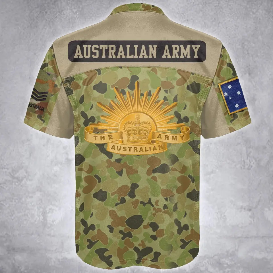Personalized Australian Army Veteran Custom Name, Time & Rank Camo Football Jersay Shirt Printed AHVA241879
