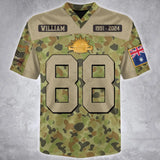 Personalized Australian Army Veteran Custom Name, Time & Rank Camo Football Jersay Shirt Printed AHVA241879