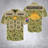 Personalized Australian Army Veteran Custom Name, Time & Rank Camo Football Jersay Shirt Printed AHVA241879