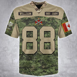 Personalized Canadian Army Veteran Custom Name, Time & Rank Camo Football Jersay Shirt Printed AHVA241879