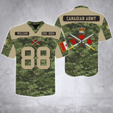 Personalized Canadian Army Veteran Custom Name, Time & Rank Camo Football Jersay Shirt Printed AHVA241879