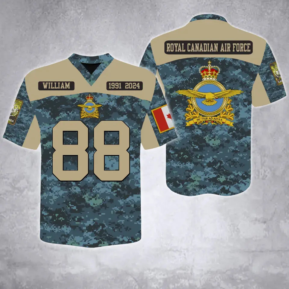 Personalized Canadian Army Veteran Custom Name, Time & Rank Camo Football Jersay Shirt Printed AHVA241879