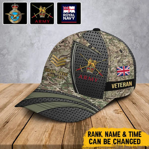 Personalized UK Veteran Logo Rank Gold & Custom Name Cap 3D Printed AHHN241892