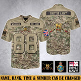 Personalized British Army Veteran Custom Name, Time & Rank Camo Football Jersay Shirt Printed AHVA241879