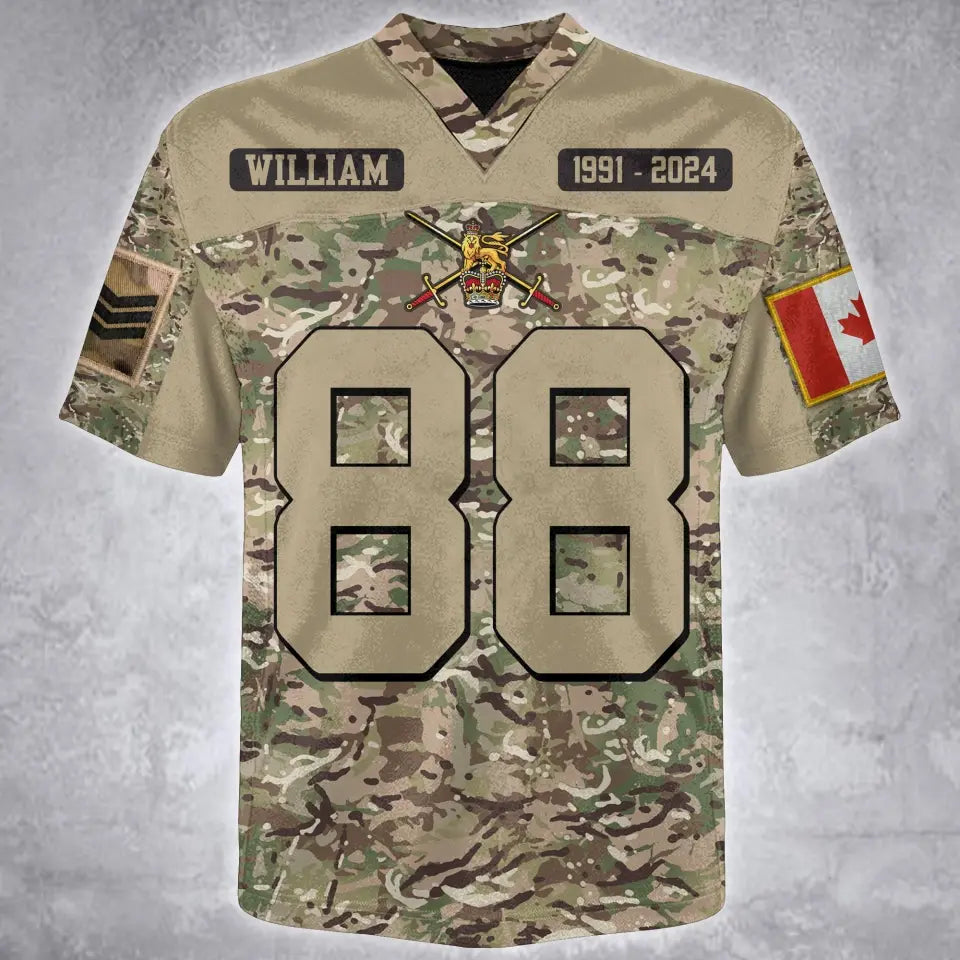 Personalized British Army Veteran Custom Name, Time & Rank Camo Football Jersay Shirt Printed AHVA241879