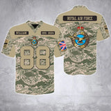 Personalized British Army Veteran Custom Name, Time & Rank Camo Football Jersay Shirt Printed AHVA241879