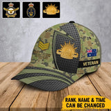 Personalized Australian Veteran Logo Rank Gold & Custom Name Cap 3D Printed AHHN241892